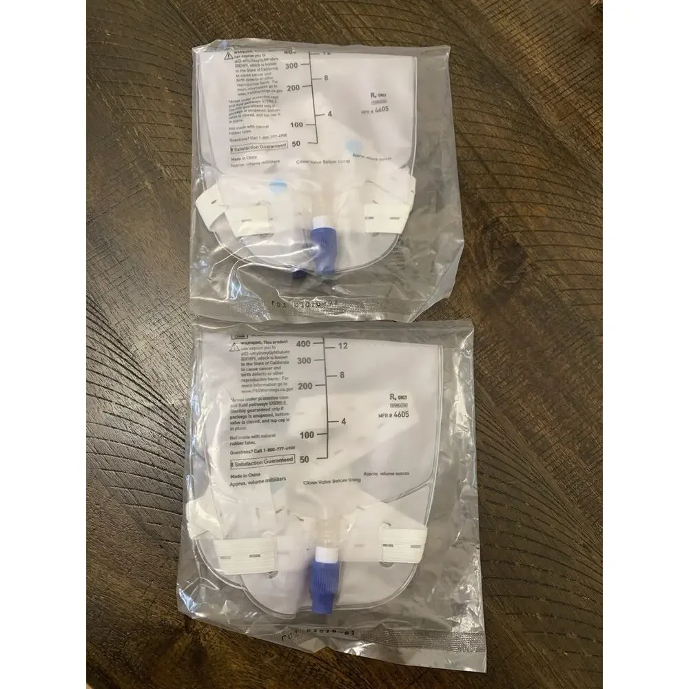 McKesson 4605 Urinary Leg Bag Anti-Reflux Valve Sterile 1000 ml Vinyl‎ Set Of 2